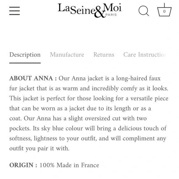 Couture Designer La Seine & Moi Faux Mink Fur Coat Jacket Blue XS S $405 - Picture 9 of 15